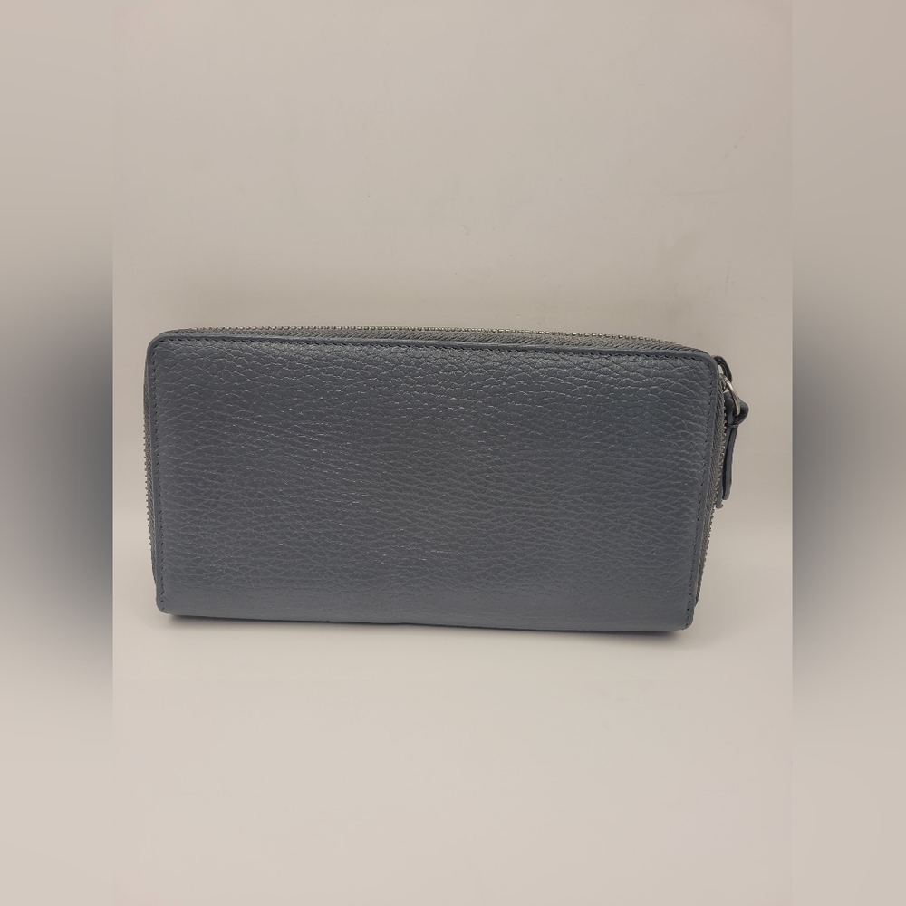 Gucci Dollar Calfskin Monochrome GG Marmont Zip Around Wallet Deep Grey NWT - Picture 2 of 8